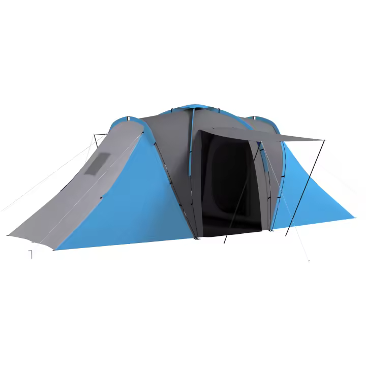 Outsunny Tienda de Campaña Familiar para de 4-6 Personas con 2 Dormitorios Tienda de Camping Plegable Impermeable 3000 mm con Bolsa para Senderismo 555x225x190 cm - 1