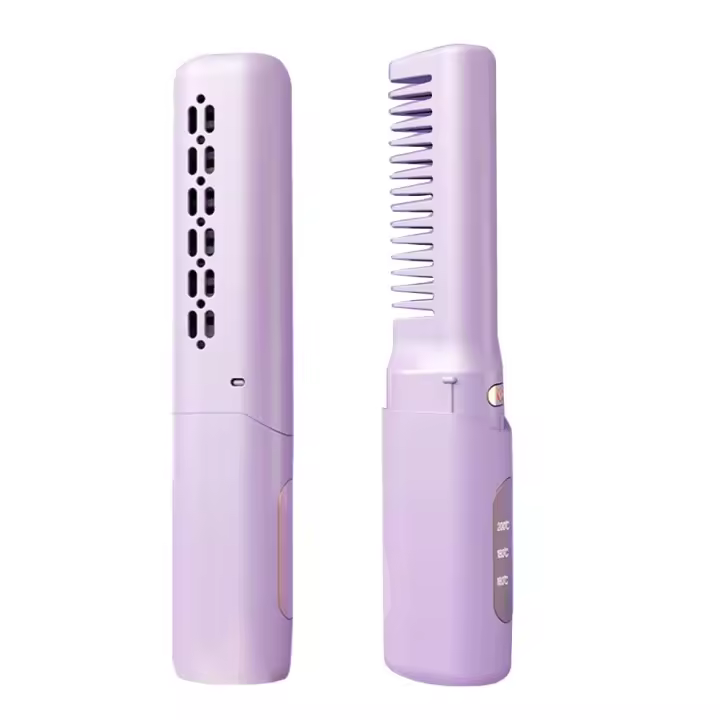 Mini plancha de pelo recargable, inalámbrica, con pantalla LCD, USB, portátil, para viajes - 1
