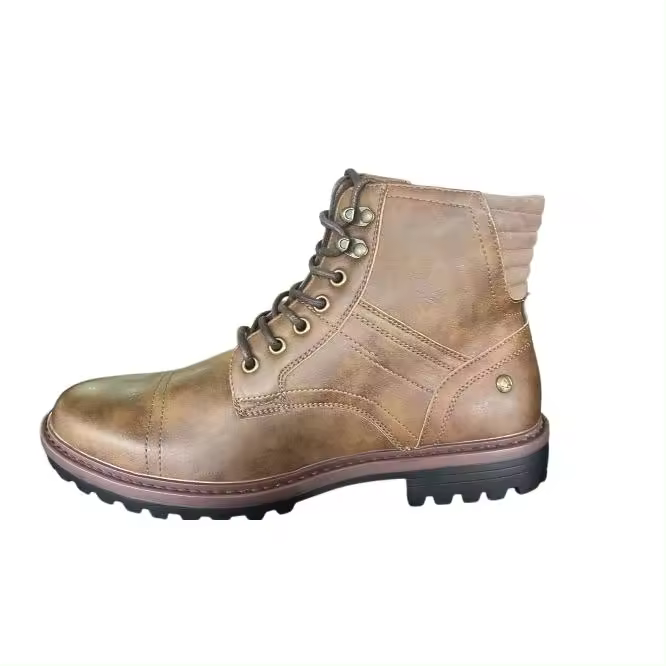 MODELO 512 COLOR NEGRO Y MOKA BOTIN DE CABALLERO TIPO MILITAR CASUAL FABRICADO EN POLIPIEL TALLA DE LA 40-45 UN CALZADO COMODO CON SUELA  MUY COMODA ATADO CON CORDONES - 1