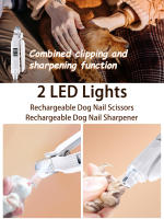 Tijeras De Uñas Para Mascotas Con Luz LED Recargable Por USB Y Pantalla Alimentada Con Batería De Litio De Alta Potencia Silenciosa Para Perros - details 5
