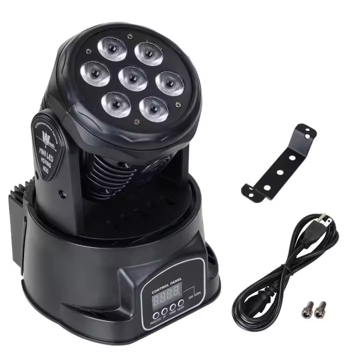 PRO - Cabeza Movil Led Wash discoteca 7x10W 4 en 1 RGBW + Luz UV, Luz de escenario - 1