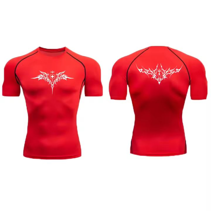 Camiseta De Compresión Anime Para Hombres Estampado Transpirable Fitness Deporte Secado Rápido Guardia De Rostro Para Gimnasio Equitación Tops Casual - 1