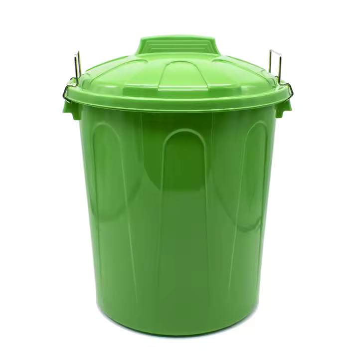 CABLEPELADO Cubo de Basura con tapa, Cubo basura Industrial, Cubo basura Plástico con asas metálicas, Contenedor residuos, 55 cm alto x 44 cm Diámetro superior, Capacidad 51 Litros, Verde - 1