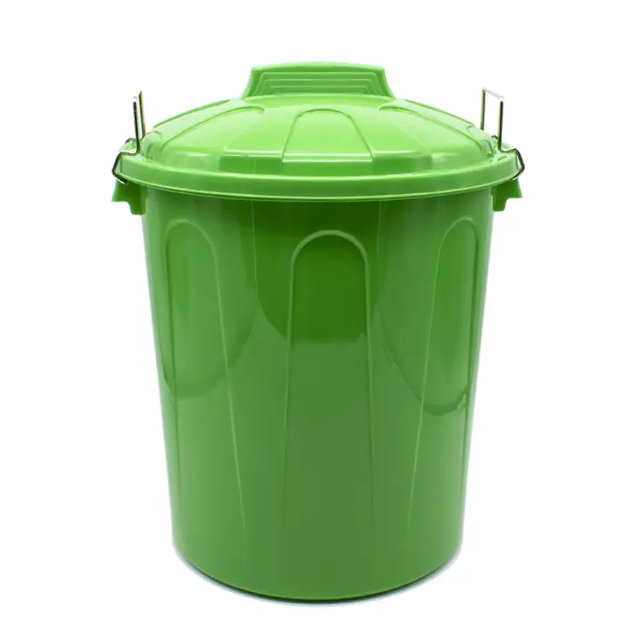 CABLEPELADO Cubo de Basura con tapa, Cubo basura Industrial, Cubo basura Plástico con asas metálicas, Contenedor residuos, 55 cm alto x 44 cm Diámetro superior, Capacidad 51 Litros, Verde - 1