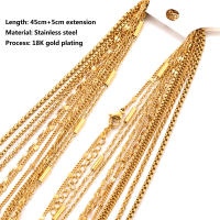 Cadena De Cobre Cruzada Y Ondulada Ajustable En Acero Inoxidable Platinado Dorado 45CM Con Cierre De Langosta Para DIY Y Joyería - details 4