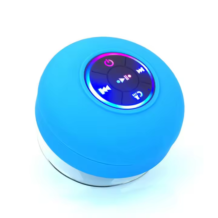 Altavoz de Ducha HD portátil Manos libres Bluetooth waterproof y Caídas Resistant, Luz LED Sucker adicional incorporada, 2 horas de reproducción, ajustado para Piscinas, Baños, Cocina - 1