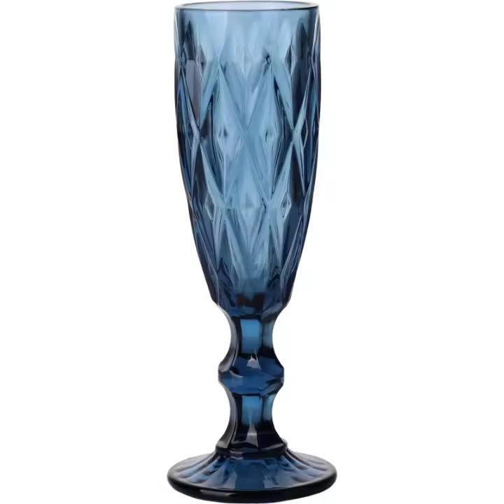 MAXHOME - SET 6  Copas de cristal color champán azul oscuro de  con nuevos diseños de diamantes.150 ml - 1