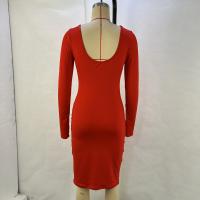 Vestido De Mujer De Cuello Cuadrado Largo Manga Completa Color Sólido Ajustado Cintura Moda Otoño Invierno Slim Bag Hip - details 2