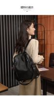 Mochila De Moda Para Mujer Gran Capacidad Múltiples Compartment Bolsa De Hombro De Cuero Suave Casual Para Viaje PU Cuero Negro Café Azul - details 8