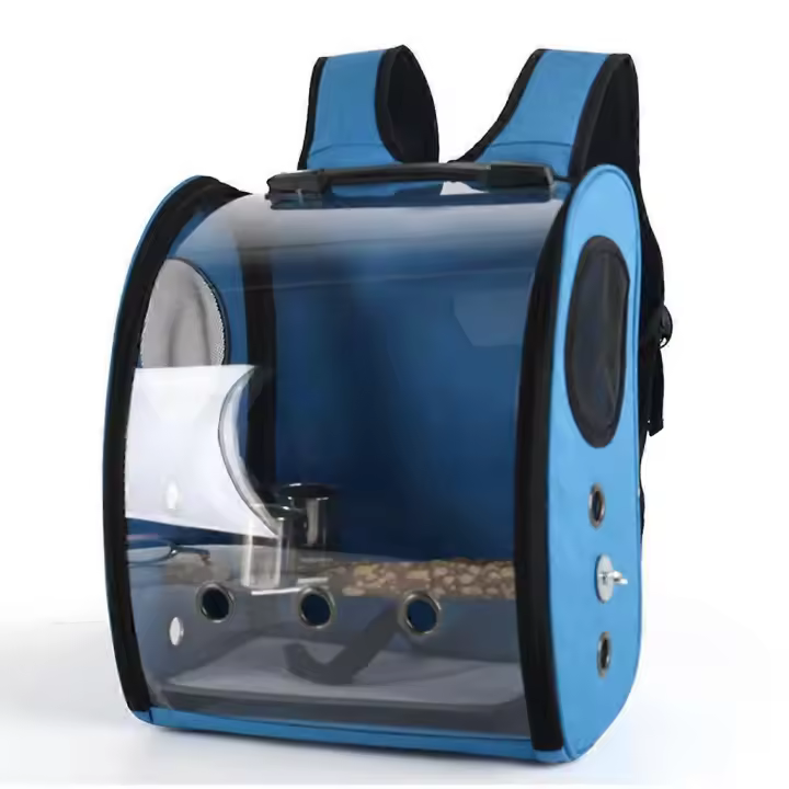 Parrot moChila portadores Bolsa Mascota Pájaro burbuja moChila transparent Viaje Jaula con soporte percha Taza para Viajes de senderismo - 1