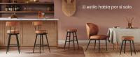 VASAGLE EKHO Colección - Juego de 2 Taburetes de Bar, Taburete Cocina, Taburete Desayuno, Cuero Sintético con Costuras, Moderno Siglo Medio, 63 cm Alto, Silla Comedor, Fácil Montaje, Negro Tinta/Verde Bosque/Marrón Caramelo - details 1