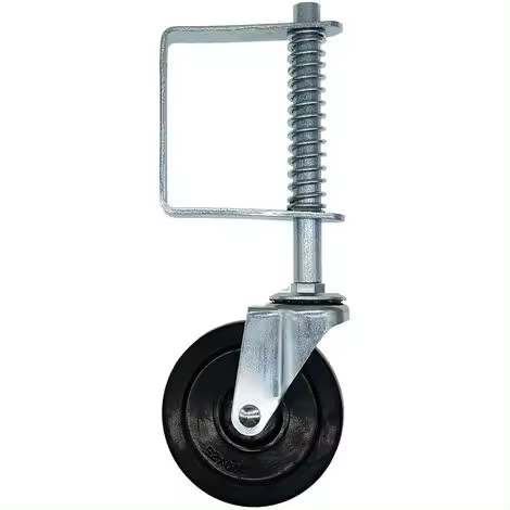 Resorte de rueda de puerta de goma de 4 pulgadas, rueda giratoria de transporte industrial, capacidad de carga de 110 lb - 1