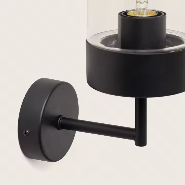 Ledkia Lámpara de Pared Exterior Metal y Cristal Gerber Negro - 1