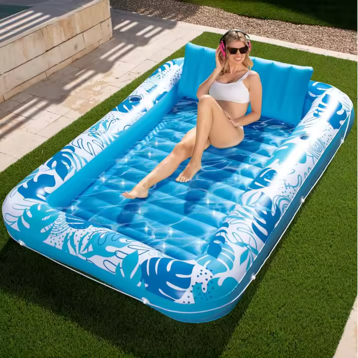 Chaise Longue gonflable pour bronzage XL, 85" x 57"/2,1 * 1,4 m Baignoire de bronzage Extra Large pour adultes, Lit gonflable, flotteur de Salon en Radeau - 1