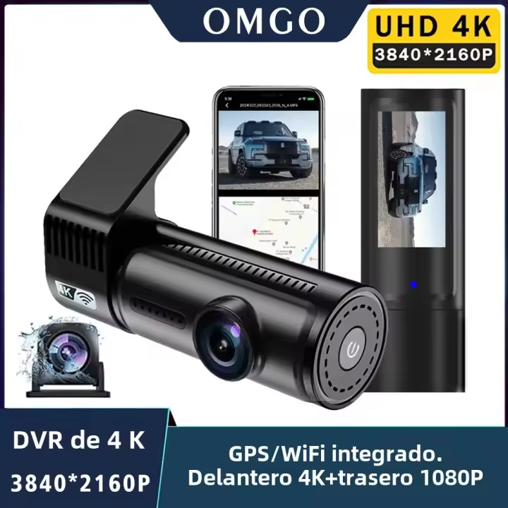 Cámara DVR De Coche Mini Dash Cam 4K 2160P Con WIFI GPS Lente Dual Grabación De Video Negro Bocina Visión Nocturna Para Automóvil - 1