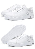 Zapatos Para Hombre Blanco Moda 2024 Cuero Cómodo Casual Planos Tallas Grandes Jóvenes Escuela Patinaje Zapatillas - details 11