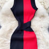 Vestido De Mujer YuooMuoo Elegante Rib Knit Verano Cintura Delgada Bandage Vestido De Pencil Oficina Lady Sin Mangas Bodycon Suéter Vestido - details 5