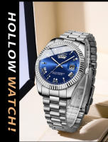 Reloj De Pulsera De Lujo Para Hombre Quadrícula Impermeable Con Fecha Y Semana Luminoso Acero Inoxidable Deportes 2024 Nuevo - details 13