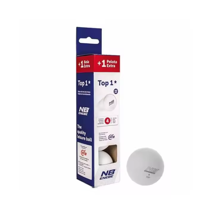 Caja 3+1 Pelotas Ping Pong Enebe Top 1* Blanco - 1