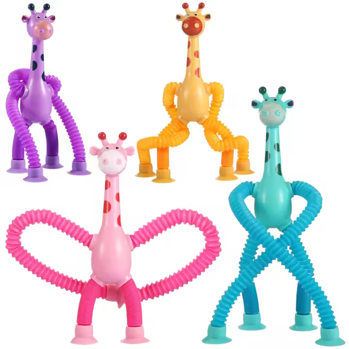 Juguetes de jirafa with telescópica Sucker, Tubo Sensorial de viaje para niños Pequeños, conectables y extensibles, para aliviar el estrés, TDAH, Autism, para niños, ideal Como GIFT para Cestas de Pascua. - 1
