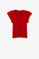 Camiseta Kira roja de Tiffosi. Color muy intenso de esta camiseta de algodón con detalle en la manga con efecto arrugado - details 1
