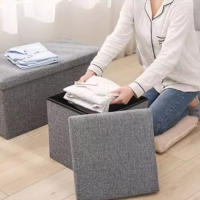 Reposapiés otomano de almacenamiento, taburete plegable para pies, caja de almacenamiento, taburete para el hogar, taburete para pies, banco, caja grande para guardar ropa de lino - details 3