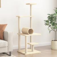 vidaXL Rascador para Gatos con Postes de Sisal Árbol Torre 136 cm Color Crema,  Gris claro,  Gris oscuro y mas - details 0