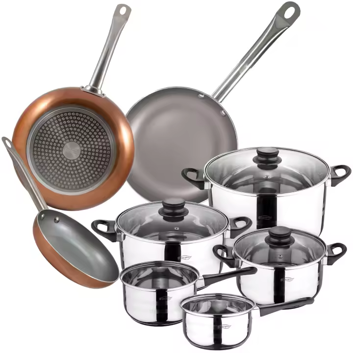 San Ignacio Batería de Cocina 8 Piezas en Acero Inoxidable con Juego de Sartenes Optimum Plus - 1