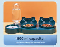 Tazas Para Gatos Con Alimentador De Agua 3 En 1 Diseño De Oreja Tazas Inclinadas Con Botella De Agua Para Protección De Cuello Set De Alimentos Y Agua - details 9