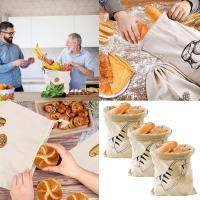 3PCS Bread Bag,Bread Bags,Bread Bags for Homemade Bread,Unbleached Natural Linen Reusable Food Storage for Homemade Artisan Bread with Drawstring - details 4