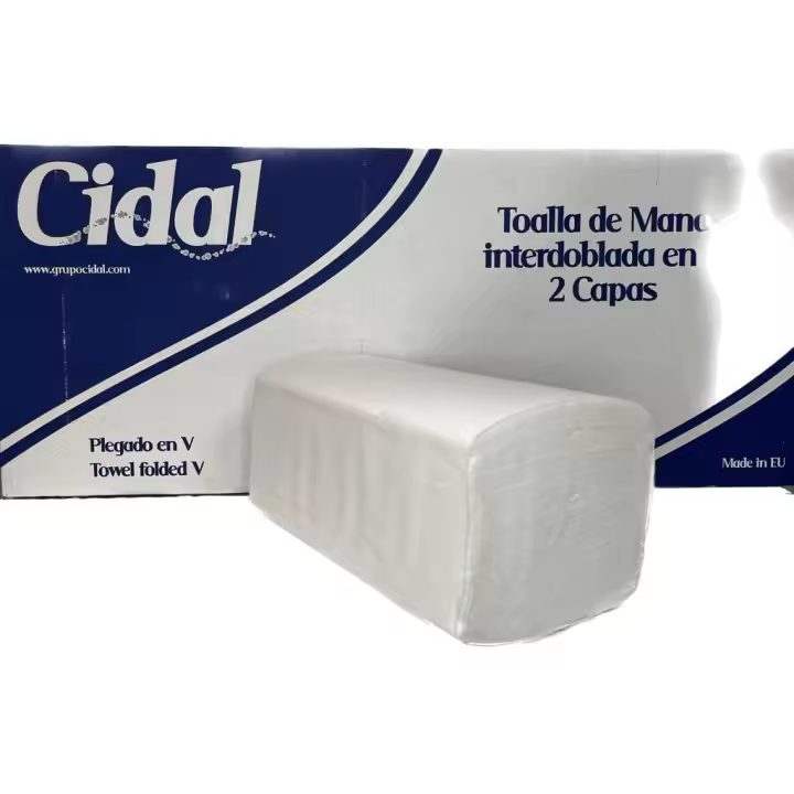 Toalla papel secamanos 4.000 Uds. tissue Z pasta celulosa doble capa laminada gofrada zigzag . Caja 20 paquetes de 200 toallitas. 20x21cm. 2 capas - 1