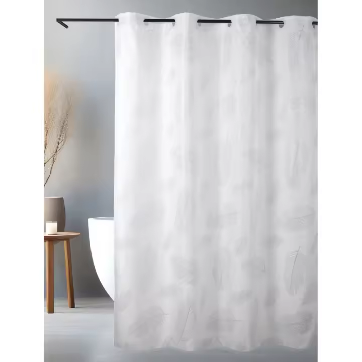 Cortina de Baño con Ollaos, Crystal Feathers, Color Plata, 100% Póliester, Camaltex - 1
