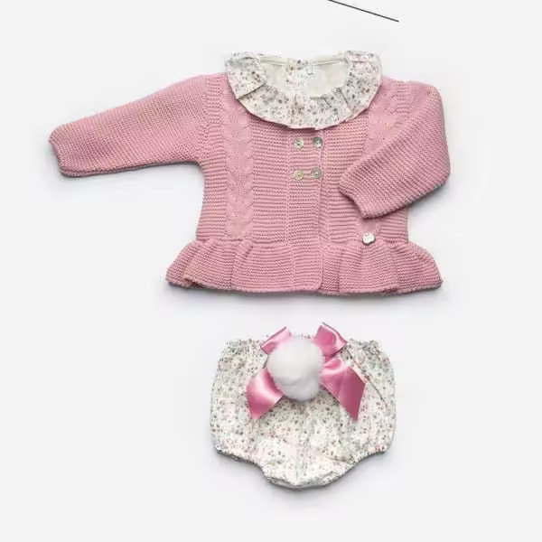 Conjunto Chaqueta Braga Flores - Vestido Bebe Otoño/invierno Marca Juliana - 1