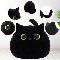 Cojín De Peluche Gato Negro Kawaii Tamaños Pequeño Y Grande Animales De Peluche Suaves Colgante De Gato Ideal Para Regalo De Cumpleaños Para Niños Regalo De San Valentín Y Pascua - details 0