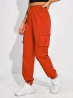 Women's Casual Workwear Sweatpants High-Waisted Loose Fit Solid Color with Belt And Pockets mid Waist Ankle-Length Polyester - details 12