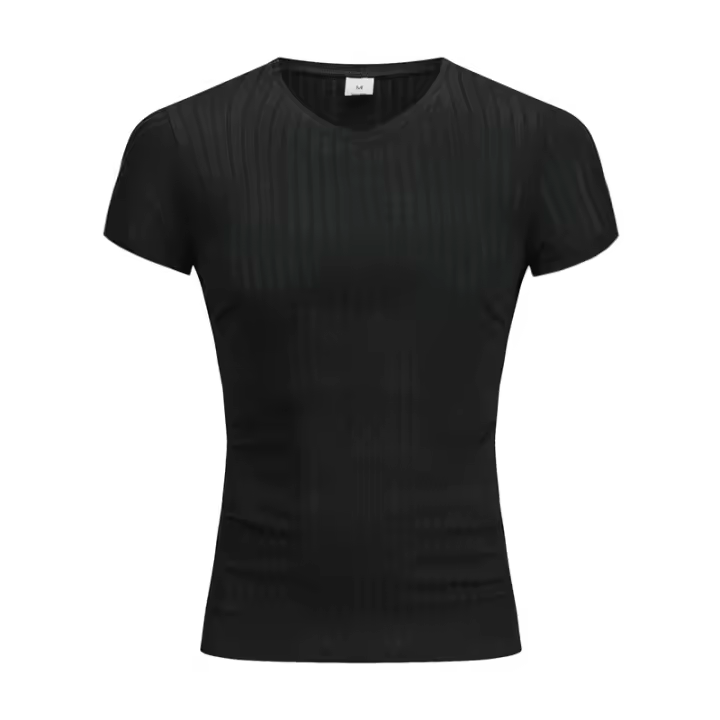 Camiseta De Hombre Con Cuello V Y Manga Corta Para Fitness Y Gimnasio Estilo Slim Fit Tejido Algodón Sólido Moda Verano - 1