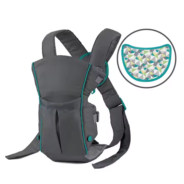 Portabebés, dos estilos de porteo, con babero Wonder Cover, correas ajustables, esencial para el registro, para recién nacidos y niños pequeños de 7 a 26 lb, gris - 1