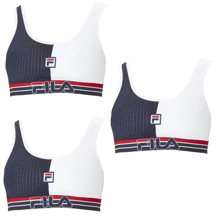 Pack 3 sujetadores deportivos en poliamida resistente FILA en blanco y negro - 1