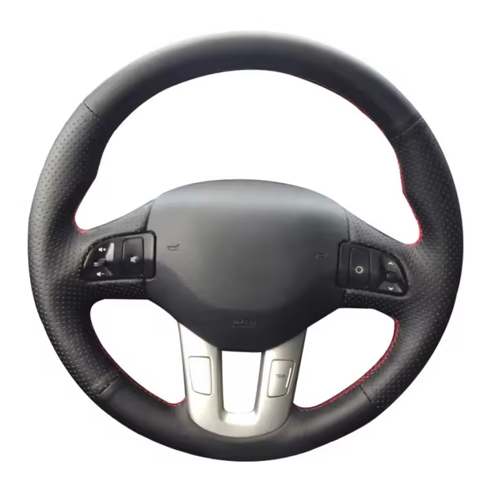 Funda De Volante De Cuero Artificial Negro Tejida a Mano Para Kia Sportage 3 (2011-2014) Y Kia Ceed (2010) Accesorio De Coche Deportivo - 1