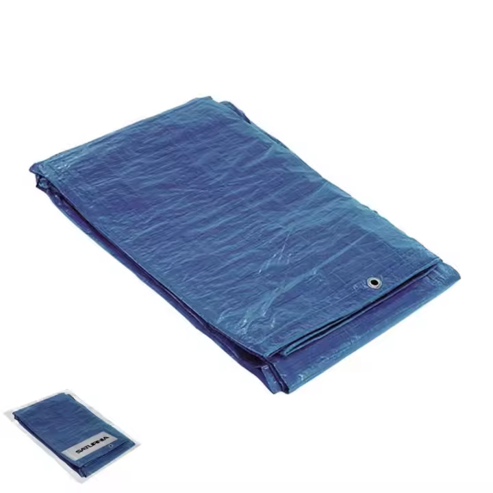 Lona impermeable reforzada 4x5 metros (aproximadamente) con ojetes metálicos, lona de protección duradera, color azul. - 1