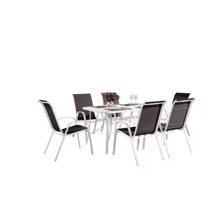 Conjunto De Jardín Mesa + 6 sillas de Textileno "Córdoba" - Topo - 1
