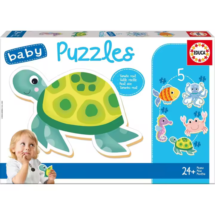Baby Puzzles Animales Acuáticos contiene 5 puzzles (Educa 19951) - 1