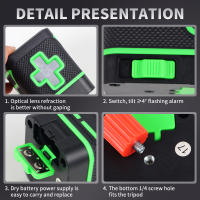 Nivel Láser Verde De 2 Líneas Nivel Vertical Y Horizontal Medidor Portátil Impermeable Herramientas De Nivel Laser 532NM - details 8