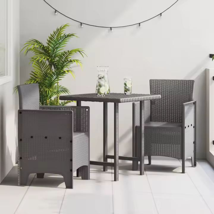 Silla de Jardín vidaXL Conjunto de 2 Gris Claro Resina Plástica Estándar - 1