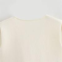 Conjunto De Vestido Y Falda Larga De Punto Para Mujer Estilo Moderno Y Elegante Primavera 2024 Sin Mangas Cuello En V Cierre Único - details 24