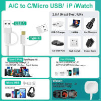 Cable De Carga 6 En 1 Para iPhone 15 14 13 pro Max Y Apple Watch 9 8 7 6 5 4 Ultra Airpods Compatible Con Type-C Y Más - details 2