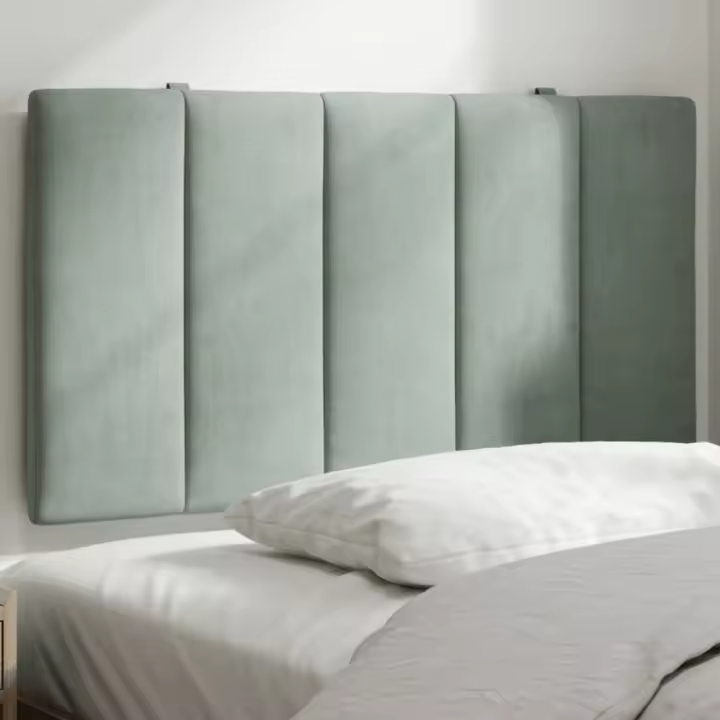 Cabecero de cama acolchado terciopelo gris claro 90 cm - 1