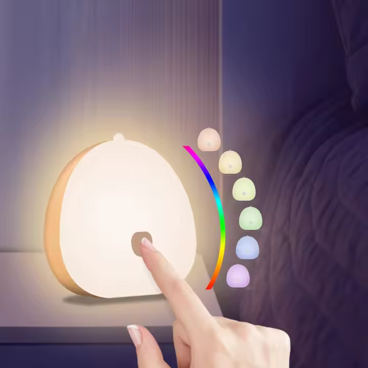 Luz Nocturna Infantil, Luz Nocturna Bebé LED Recargable USB-C, Lámpara de Noche Control táctico Change de Color RGB, Nocturna Lactancia Materna con Brillo Ajustable - 1