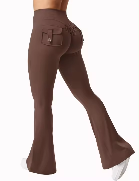Leggings De Yoga Para Mujer 2024 Con Bolsillos Mallas De Compresión Estiramiento Alto Pierna Ancha Sensación De Nuca Ropa Deportiva De Fitness - 1