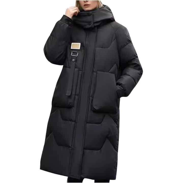 Abrigo de Algodón con capucha extrable para Mujer, Nuevo Mode de Invierno, Longitudinal Media, hasta la rodilla, Gruese, 2024 chaqueta de ropa de Mujer - 1